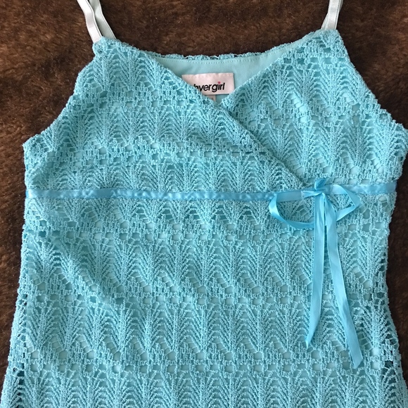 Turquoise Girls Croche Top - Picture 1 of 5